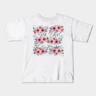 Floral Bouquet Watercolor Garden Romantic Cute Girly Blue Botanical Kids T-Shirt